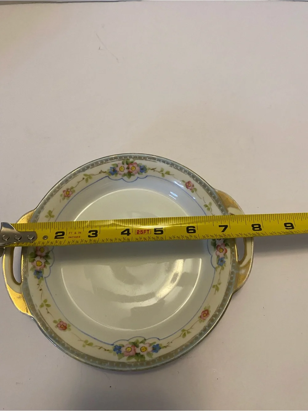 Nippon Porcelain Two Handle Salt/Teabag Dish-Hand Painted/Raised Gold Trim